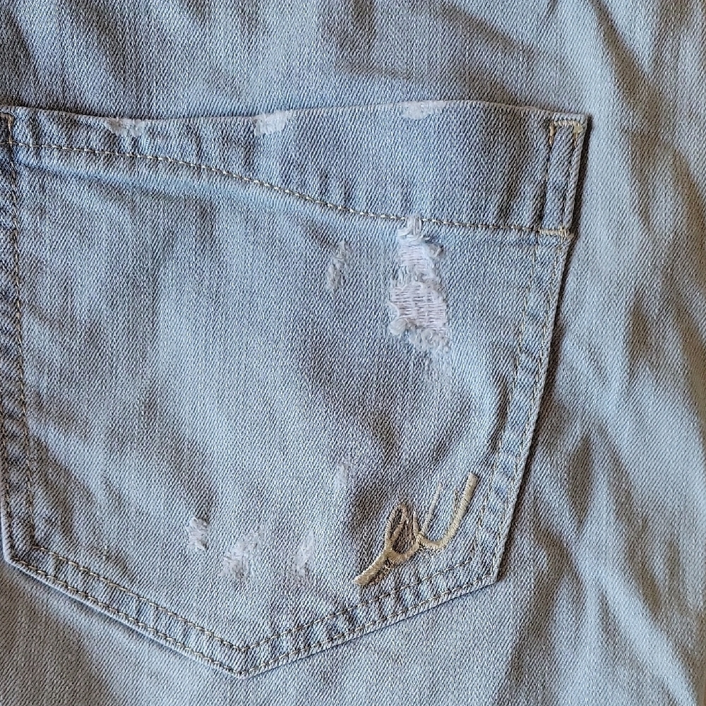 EXPRESS Denim Distressed Mini Skirt Size 10 - Picture 7 of 7